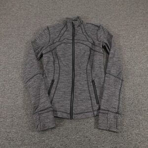 Lululemon Jacket Womens 4 Gray In Stride Knit Full Zip Active Run Thumbholes